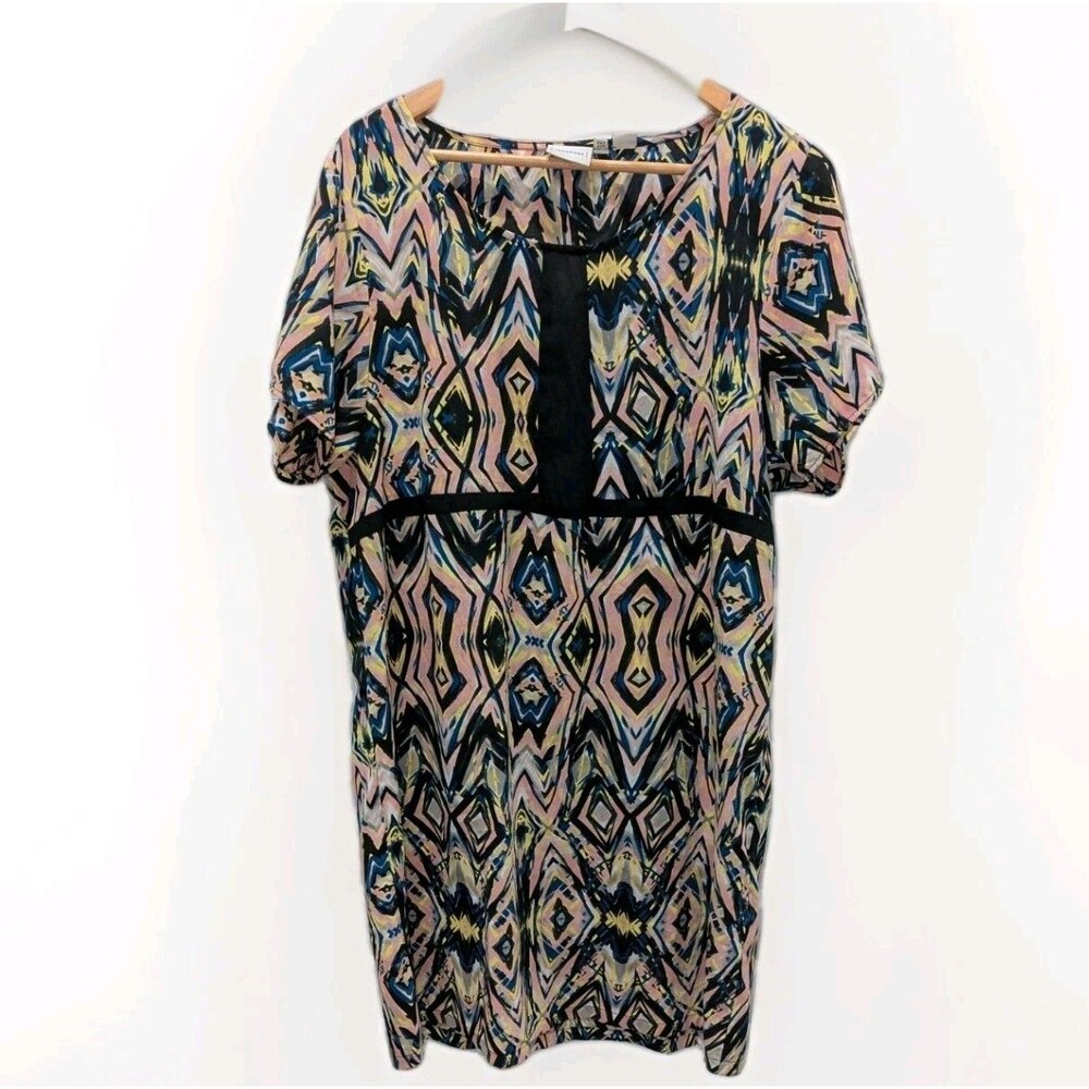 JunaRose Boho Eclectic Multicolor Geometric Abstract Pattern Tunic Mini Dress 14